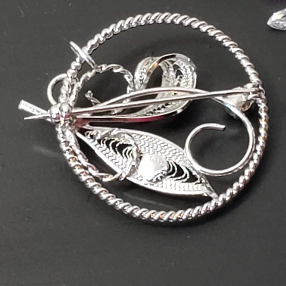 Vintage Sterling Filigree & Rhinestone by Jay Flex - Picture 4 of 6